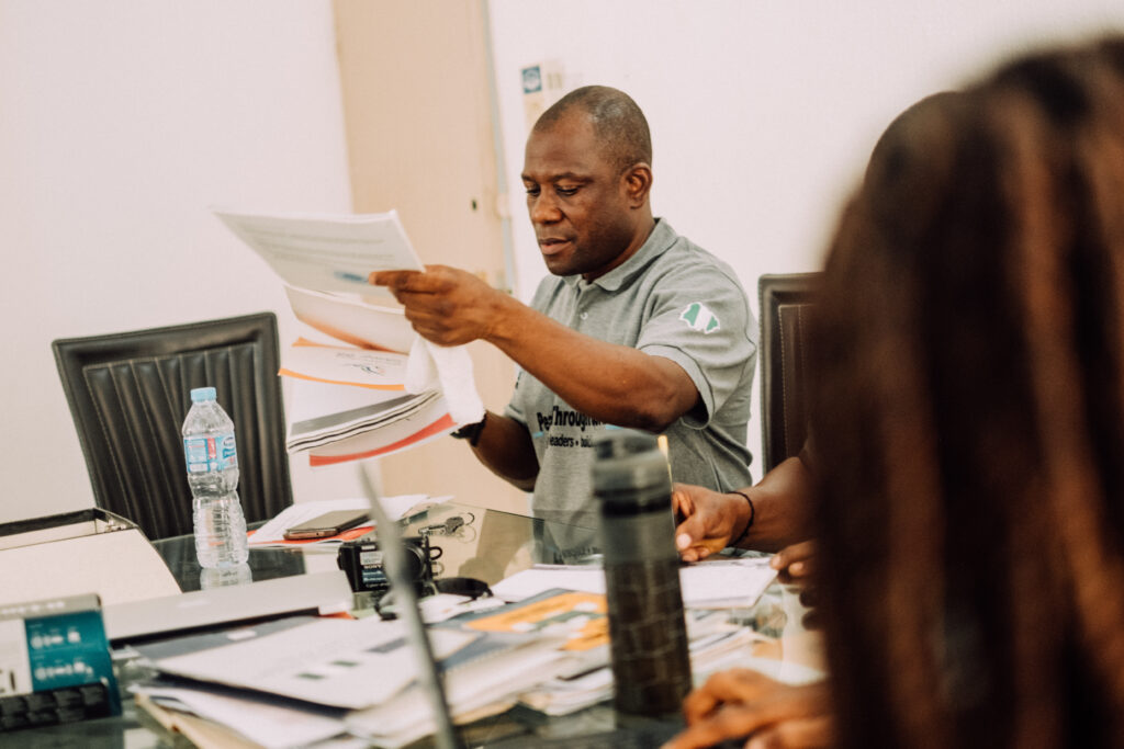 Michael Sodipo, 51, Coordinator of Peace Initiative Network (PIN), at their office in Kano, Northern Nigeria. May 2017. Photo by Greg Funnell.