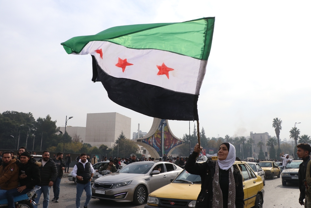 The fall of the Syrian regime, Syrians celebrate Bashar al-Assad's escape. Damascus, Syria, December 8, 2024
